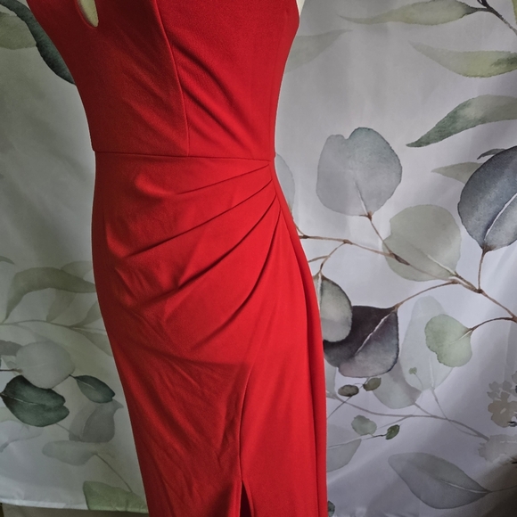 DB STUDIO | Crepe Keyhole Sheath with Side Slit in Poppy sz 2 - Picture 4 of 12